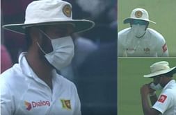 Sri Lankan players come out wearing masks on day two of Delhi Test