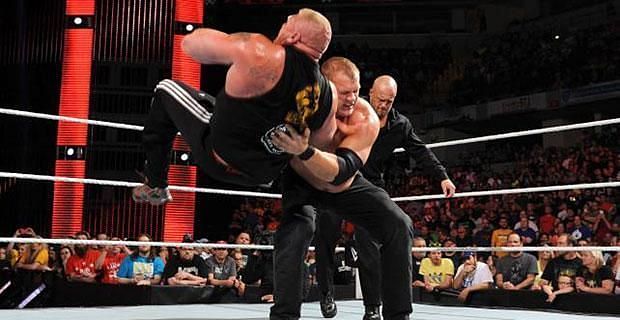 Kane and Brock Lesnar in the ring