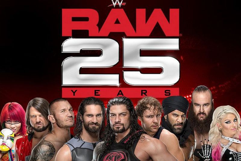 A special logo of Raw-25 featuring a few of its popular wrestlers