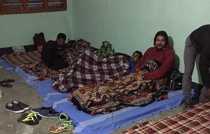 Hockey players cramped up in one room (Image credit: Chander Shekhar Luthra)