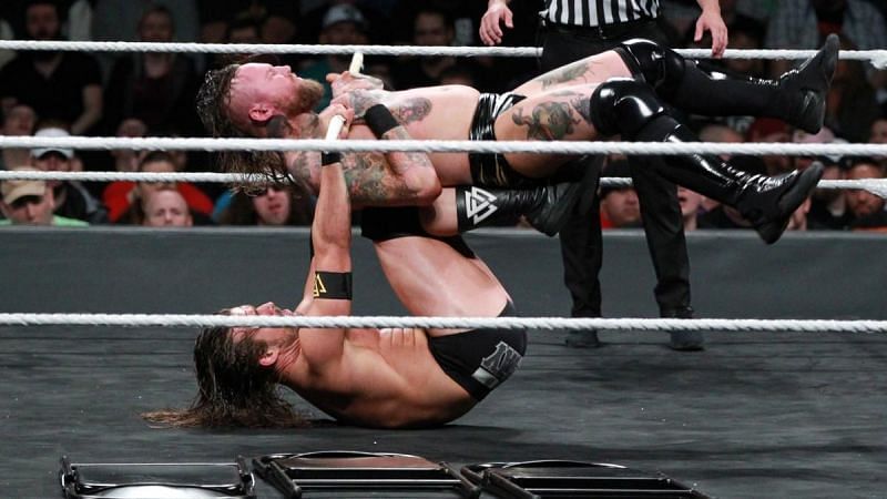 Aleister Black and Adam Cole during  their Extreme Rules match at Takeover: Philadelphia