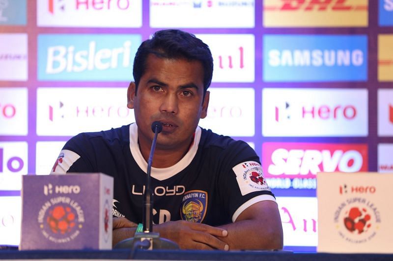 Chennaiyin&#039;s assistant Sabir Pasha addressing the media ahead of clash with Pune City [Photo: ISL]