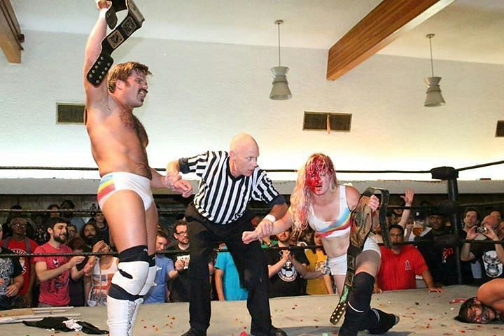 Candice LeRae and Joey Ryan after their win over Young Bucks in 2014