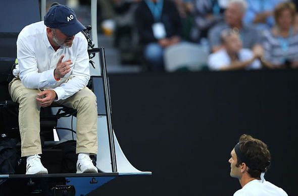 Federer was visibly furious with the umpire. (Image credits: Getty)