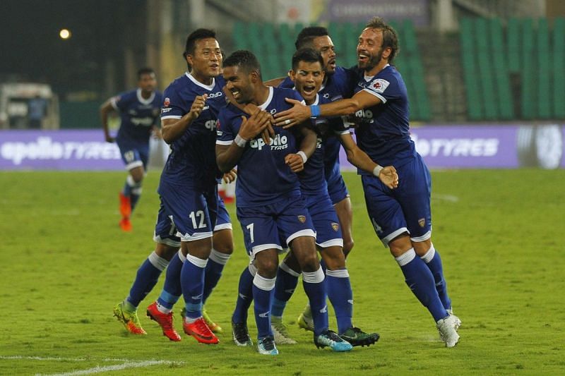 Chennaiyin players celebrate after the goal [Photo: ISL]