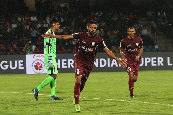 Marcinho was one of the best players on the pitch for NEUFC. (Photo: ISL)