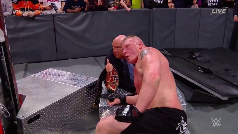 Brock Lesnar and Braun Strowman traded real strikes during their Universal Championship Match.