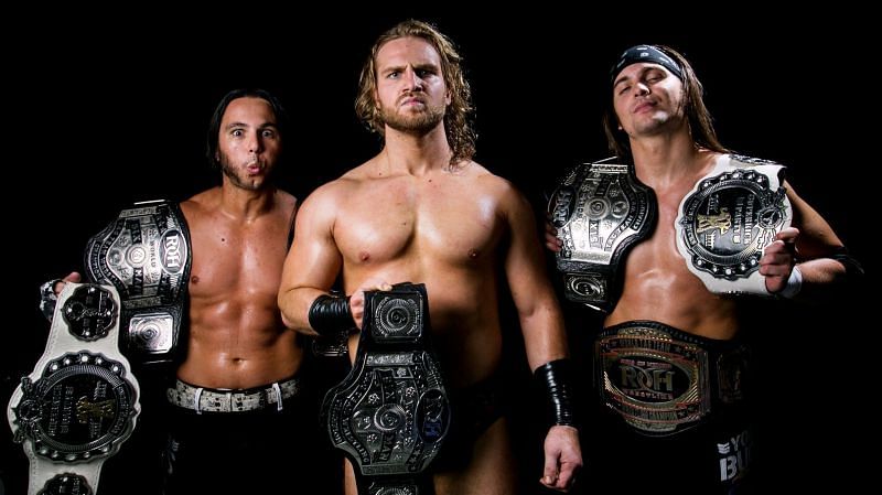 Page with the Young Bucks as part ROH 6-Man Tag Team Champions 