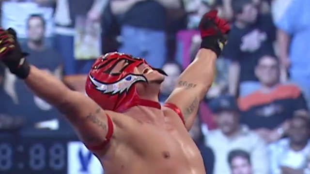 Mysterio went to become World Heavyweight CHampion at WM after winning the Royal Rumble match in 2006