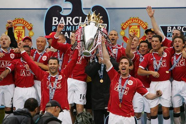 Manchester United lifting just one of their 13 Premier League titles