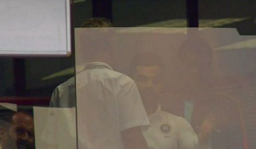 Virat Kohli was seen arguing with match referee Chris Broad when the play was stopped