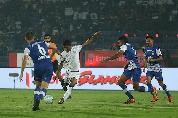 Narzary shoots wide against Bengaluru FC
