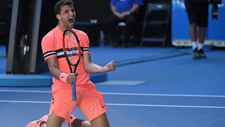 Dimitrov roars after beating Kyrgios