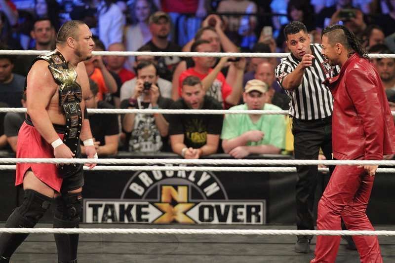 Shinsuke Nakamura and Samoa Joe prepare to face each other at NXT Brooklyn