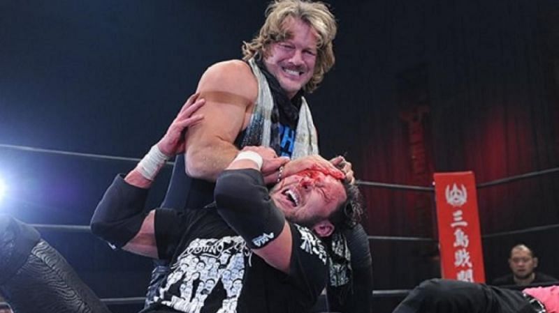 Chris Jericho busts Kenny Omega open in a vicious attack