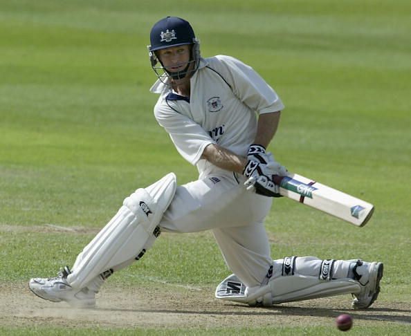 Gloucestershire batsman Jonty Rhodes cuts the ball for more runs