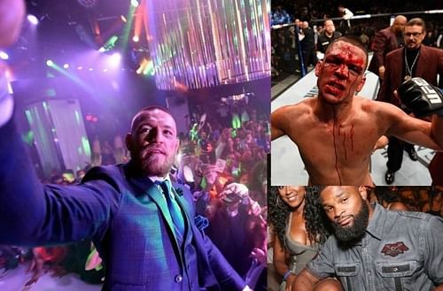 Nate Diaz (Top-Right) could out-shine Conor McGregor by besting Tyron Woodley this year