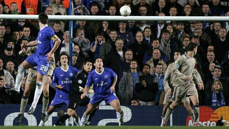 Chelsea defender John Terry finds the net against Barcelona in 2005