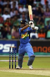 Rahul Dravid of India in action