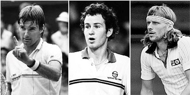 (L:-R) Jimmy Connors, John McEnroe, Bjorn Borg