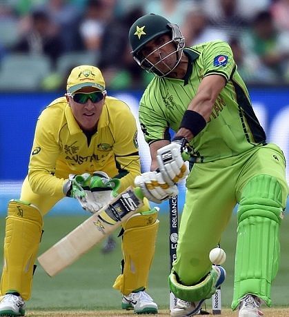 Out, but not out! Misbah survived a scare against Australia during the 2015 World Cup Quarter-Final