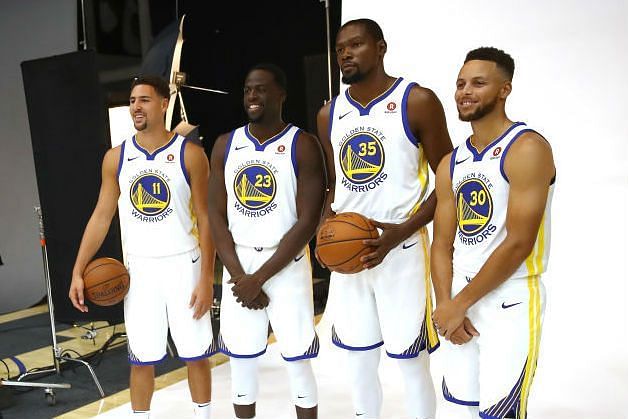 Golden State Warriors&#039; Big 4 on the Media Day before the start of the 2017-18 season