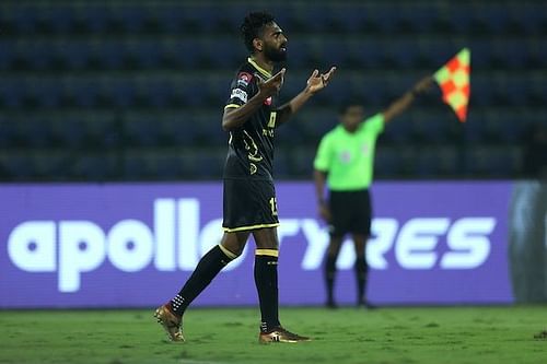 CV Vineeth could easily have put Kerala in front early on. (Photo: ISL)