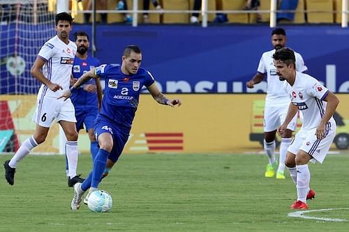 Action during the match in Mumbai