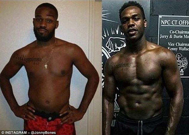 Jon Jones shows off the effects of his seven-month powerlifting regime with a picture of him two years ago
