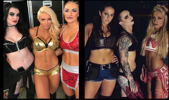 Absolution from Raw and Riott Squad from Smackdown.