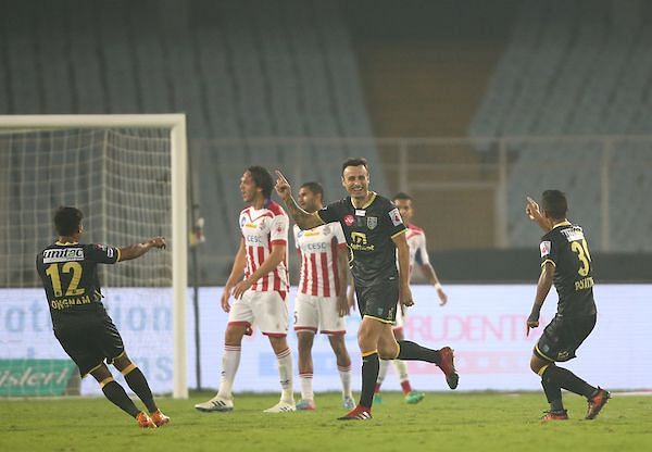 Dimitar Berbatov after score his first ISL goal