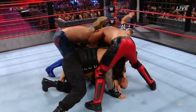 Even the four men were not able to keep Strowman down.