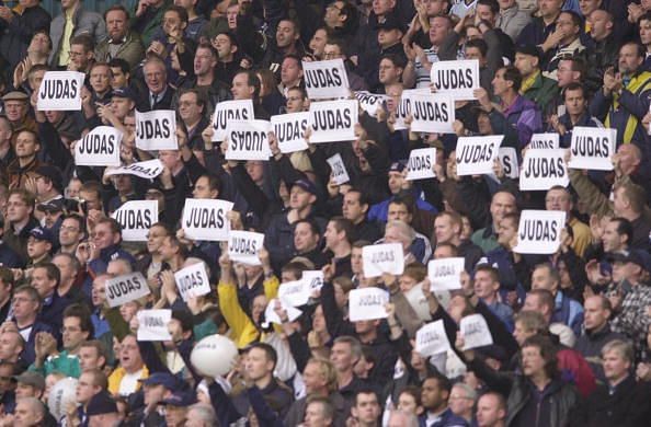 Spurs supporters letting former captain Sol Campbell know exactly how they feel about him