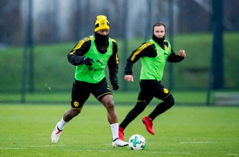 Michy in his first training session alongside new team-mates