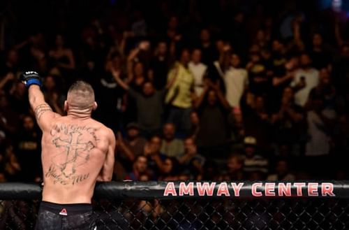 Stephens celebrates moments after securing victory via knockout in the second round