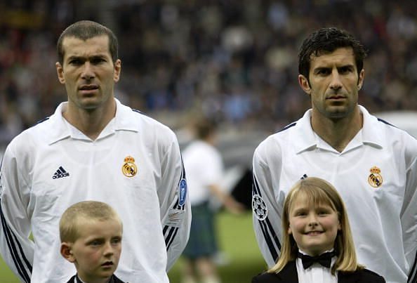 Zinedine Zidane and Luis Figo of Real Madrid