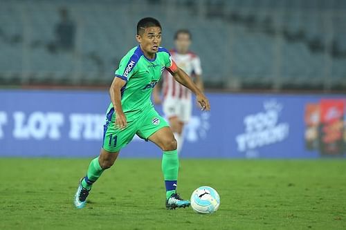 Sunil Chhetri in the green jersey