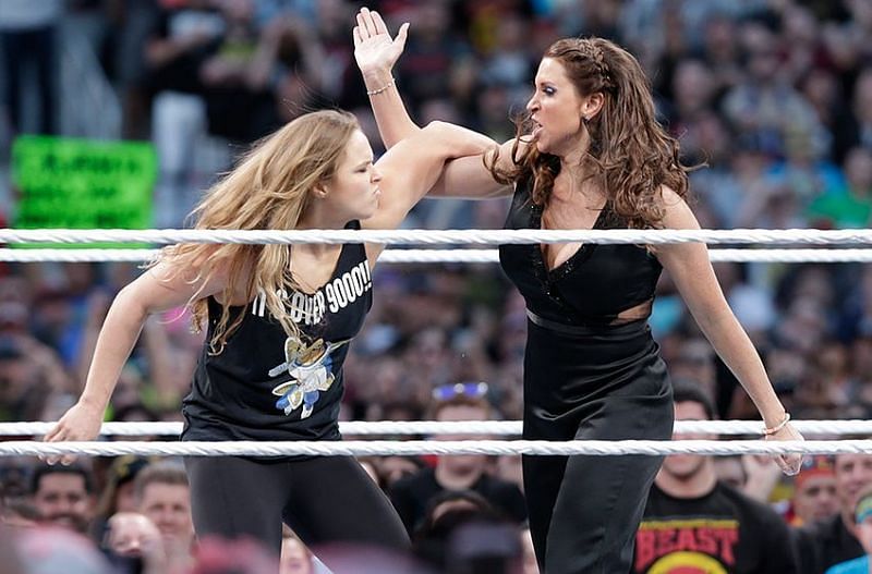 Kurt Angle & Ronda Rousey vs. Triple H & Stephanie McMahon 