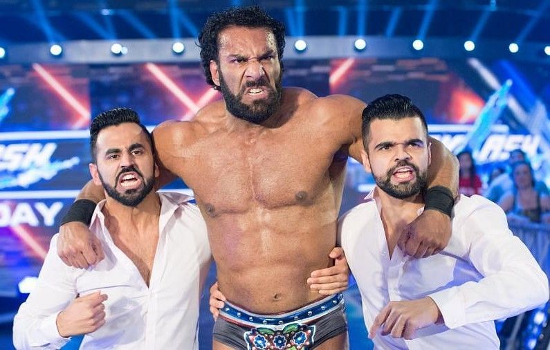 Samir Singh (Left) played a significant role in helping Jinder Mahal in the latter&#039;s WWE Championship reign last year