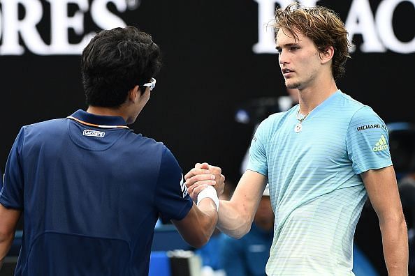 Hyeon Chung and Alexander Zverev at the 2018 Australian Open