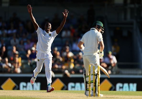 Rabada sending off the Australian captain Steven Smith after dismissing him in the first innings at Port Elizabeth