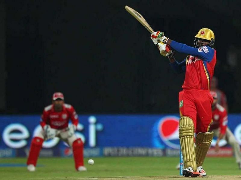 Chris Gayle in action during his 117* vs Kings XI Punjab in the IPL 2015