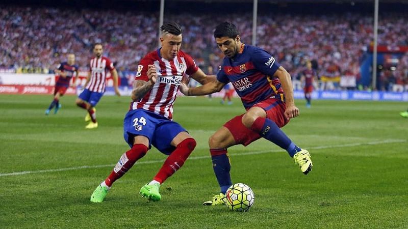 Image result for Luis Suarez vs Jose Gimenez