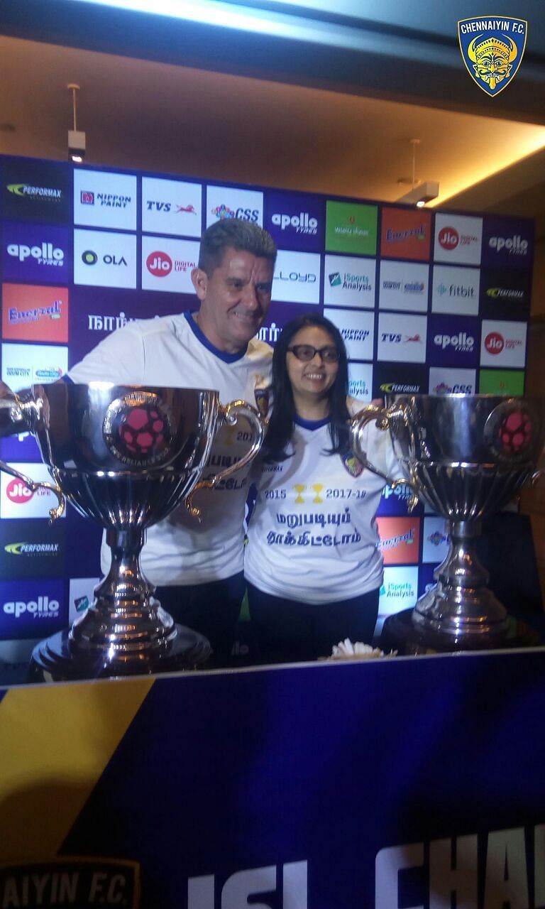 John Gregory and Vita Dani with the ISL trophy