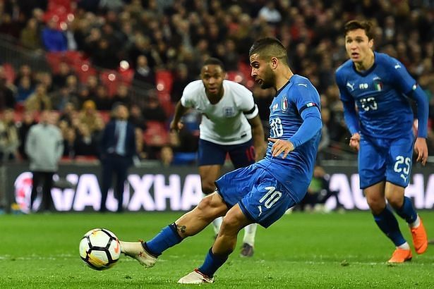 Insigne&#039;s penalty was only the second shot on target for Italy