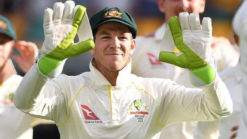 Tim Paine is overjoyed at the wicket of Joe Root