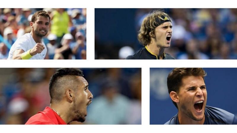 (L-R) Grigor Dimitrov, Nick Kyrgios, Alexander Zverev, Dominic Thiem