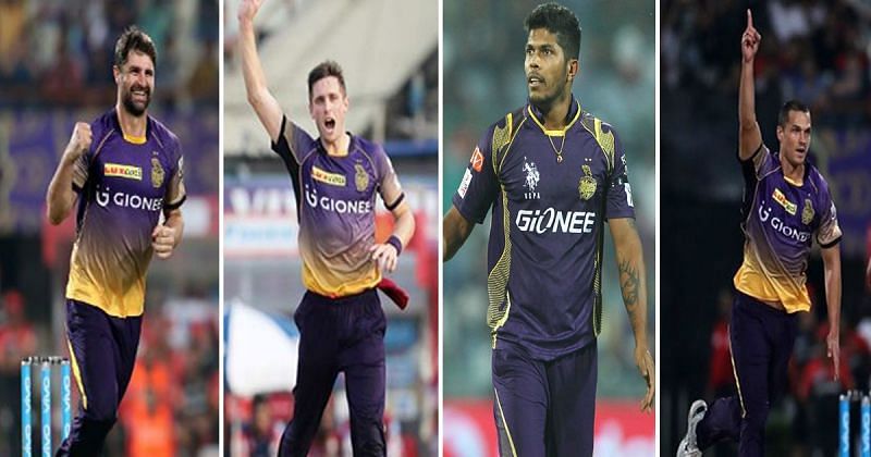 From L to R: Colin de Grandhomme, Chris Woakes, Umesh Yadav, Nathan CoulterNile (Image credit: Cricwizz)