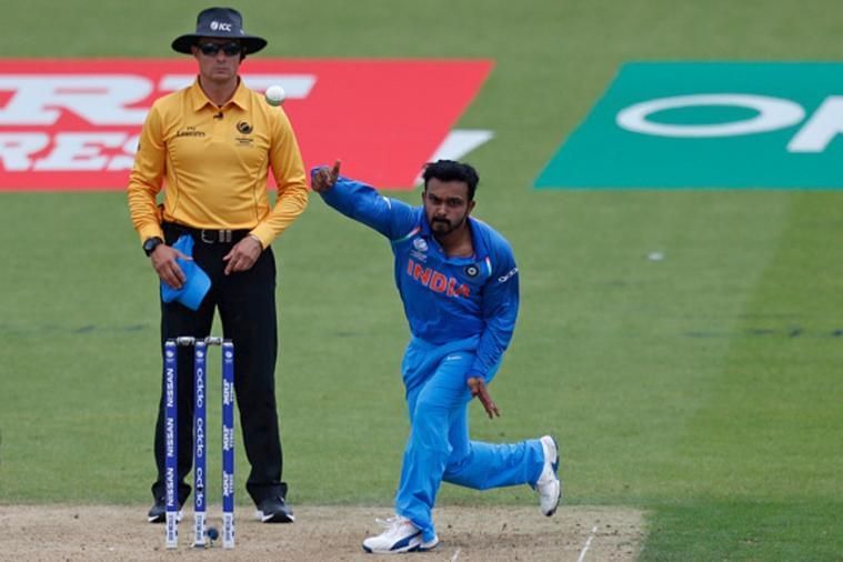 Kedar Jadhav with his side arm action