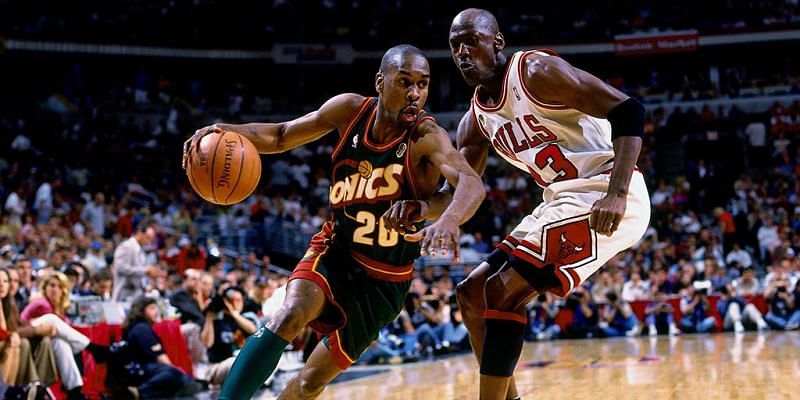 Gary Payton and Michael Jordan